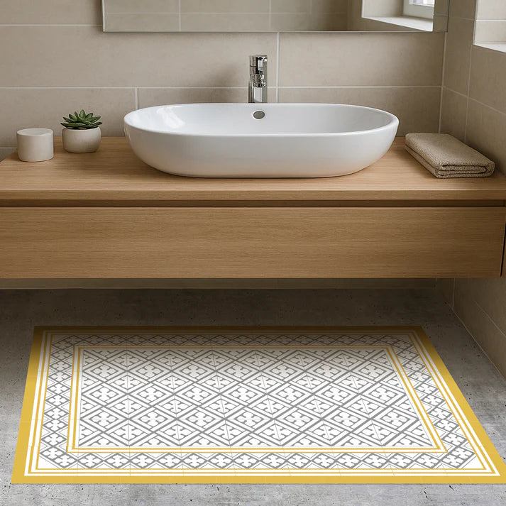 Tapis vinyle - Palace moutarde et gris