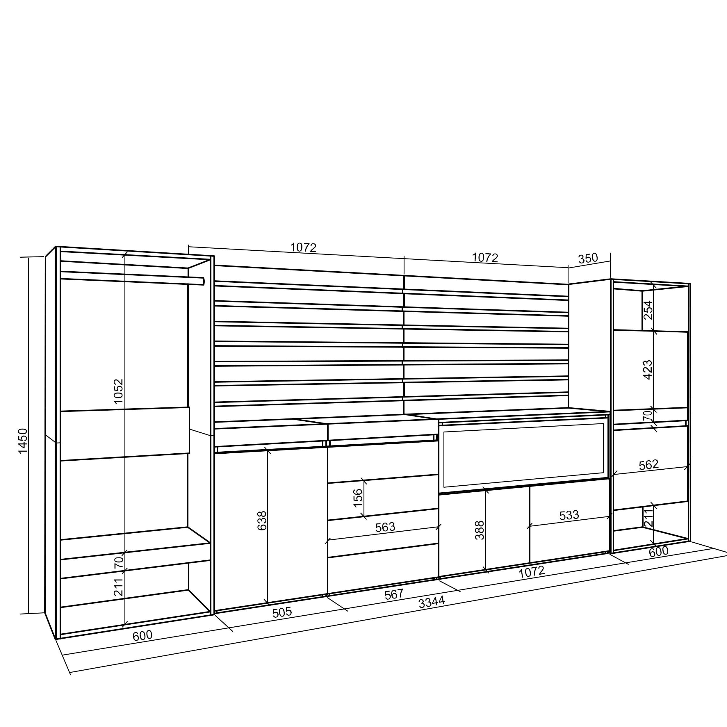 Vestiaire & Meuble TV avec cheminée LED XXL - 334x145x35 cm - Blanc & noir