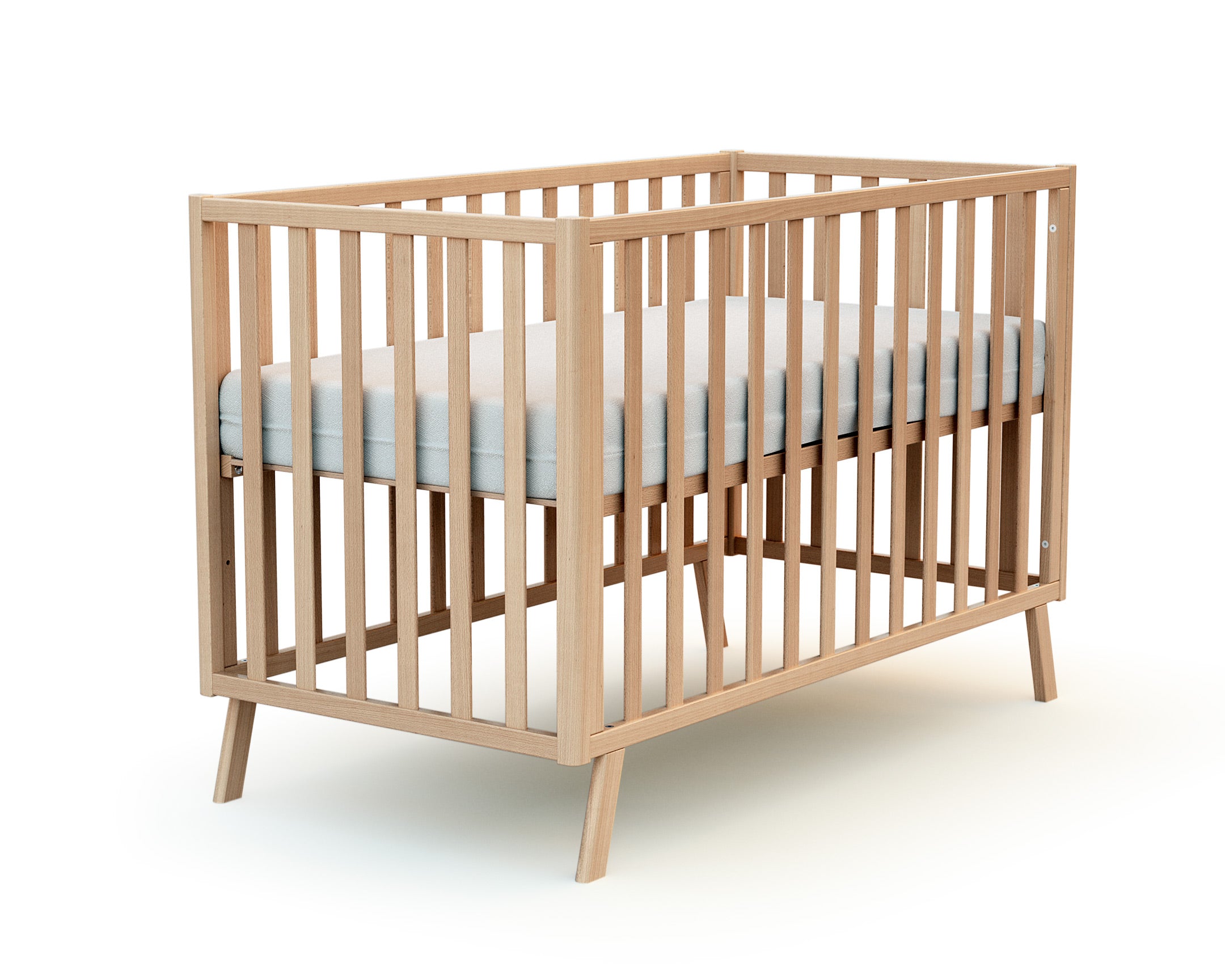 Lit cabane bébé évolutif en bois KASA Hêtre Verni 60 x 120 cm