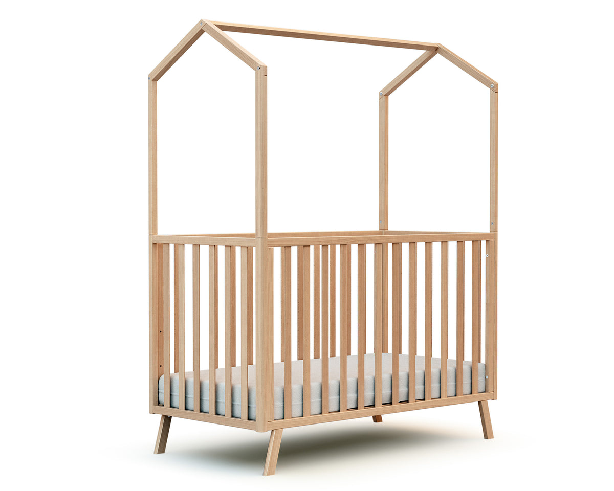 Lit cabane bébé évolutif en bois KASA Hêtre Verni 60 x 120 cm