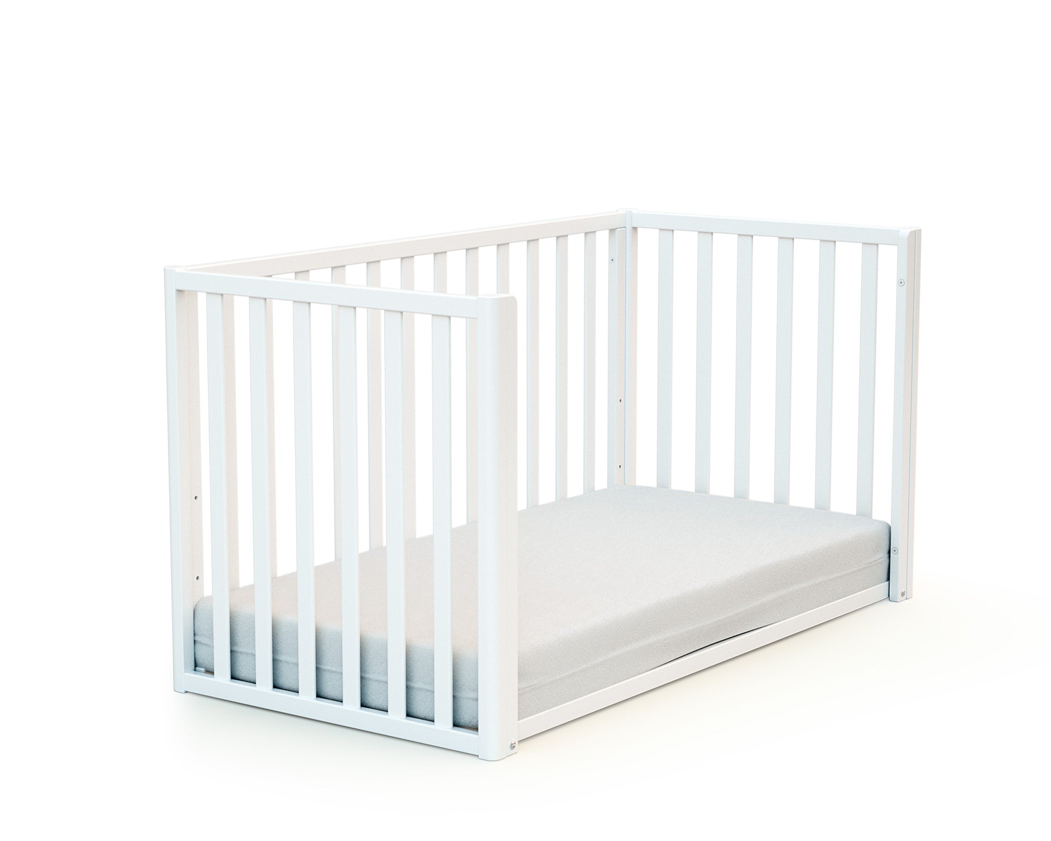 Lit cabane bébé évolutif en bois KASA Blanc et Hêtre Verni 60 x 120 cm
