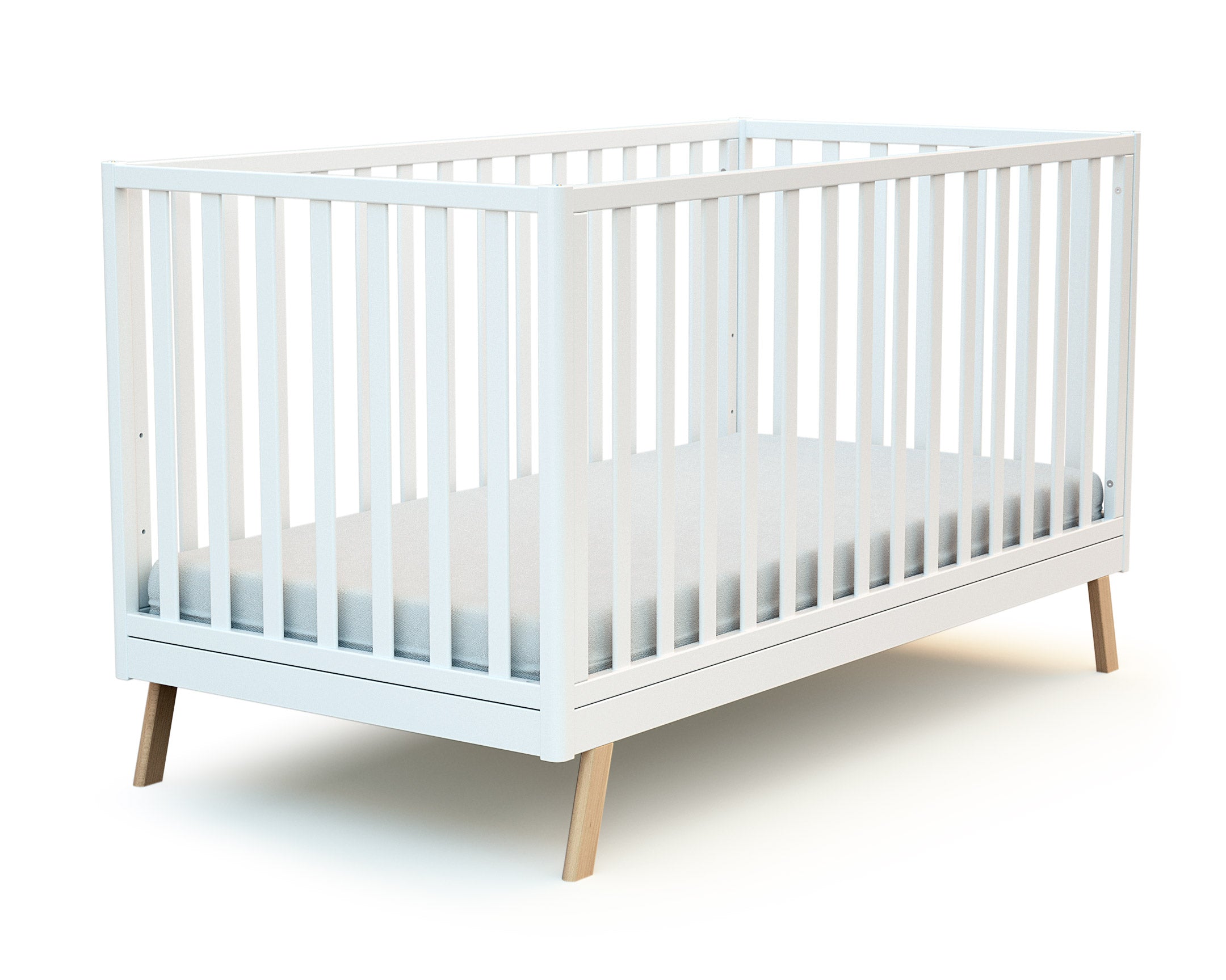 Lit cabane bébé évolutif en bois KASA Blanc et Hêtre Verni 70 x 140 cm
