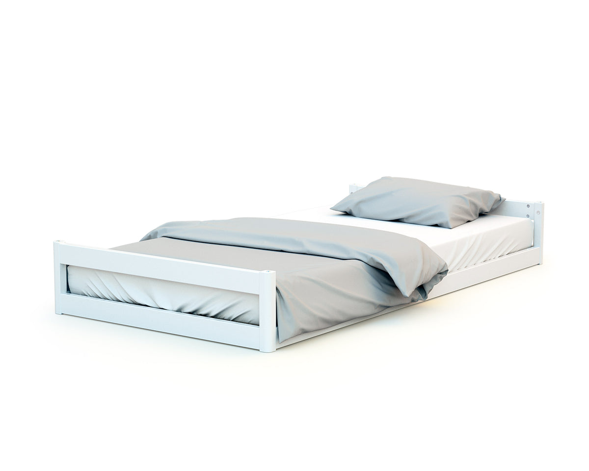 Lit cabane bébé évolutif en bois KASA Blanc et Hêtre Verni 70 x 140 cm