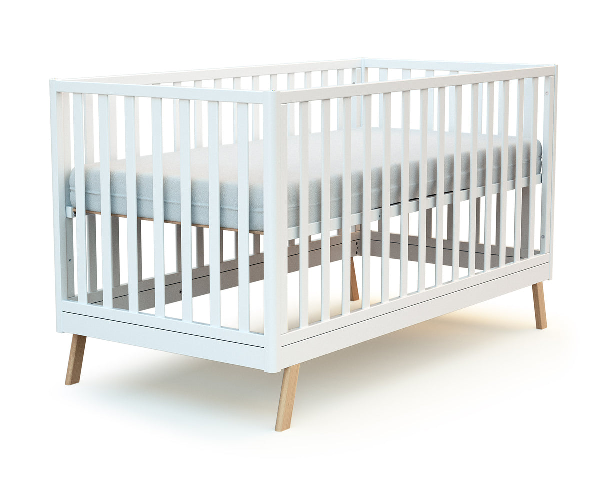 Lit cabane bébé évolutif en bois KASA Blanc et Hêtre Verni 70 x 140 cm