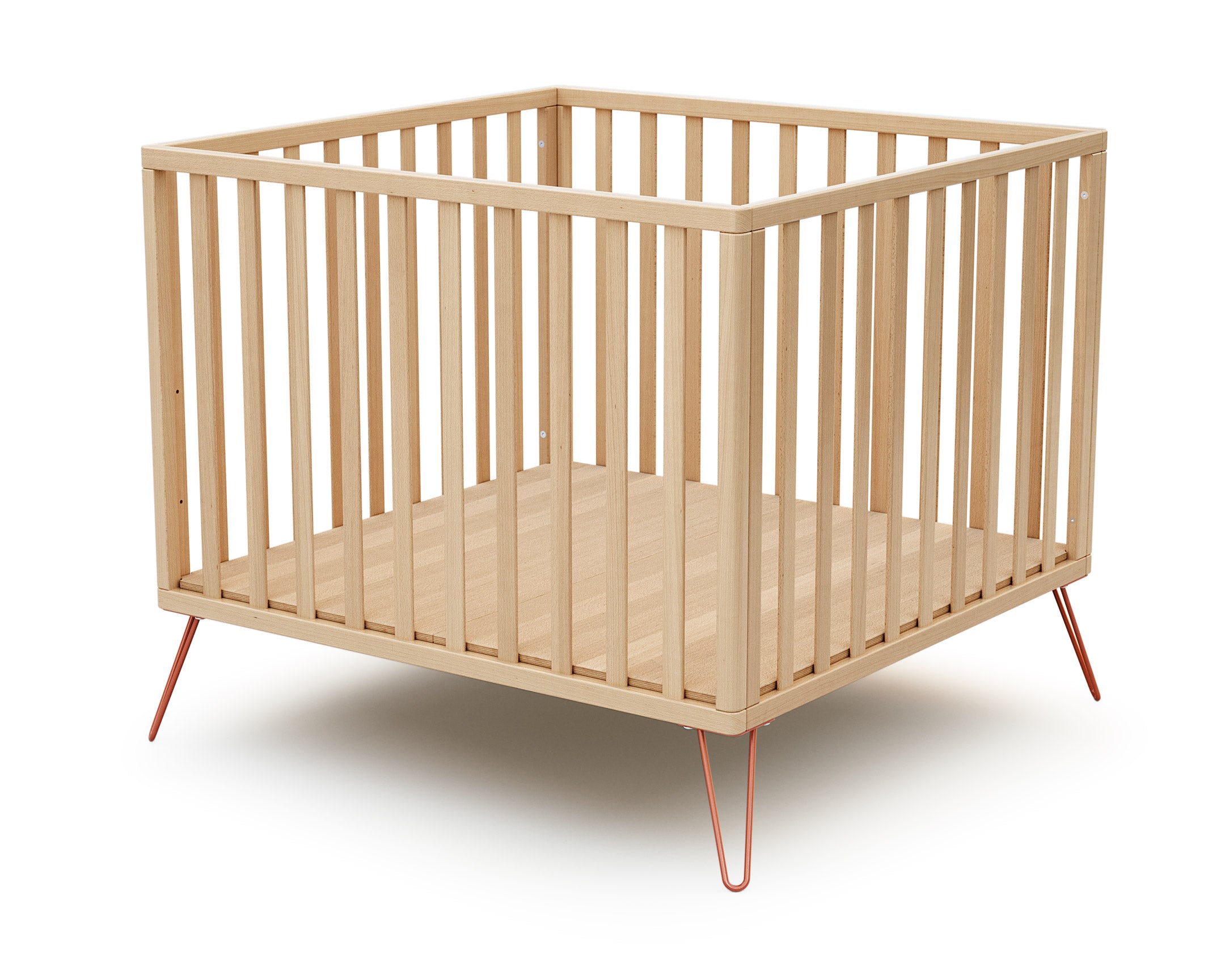 Parc bébé en bois ONLY Hêtre et Terracotta 100 x 100 cm