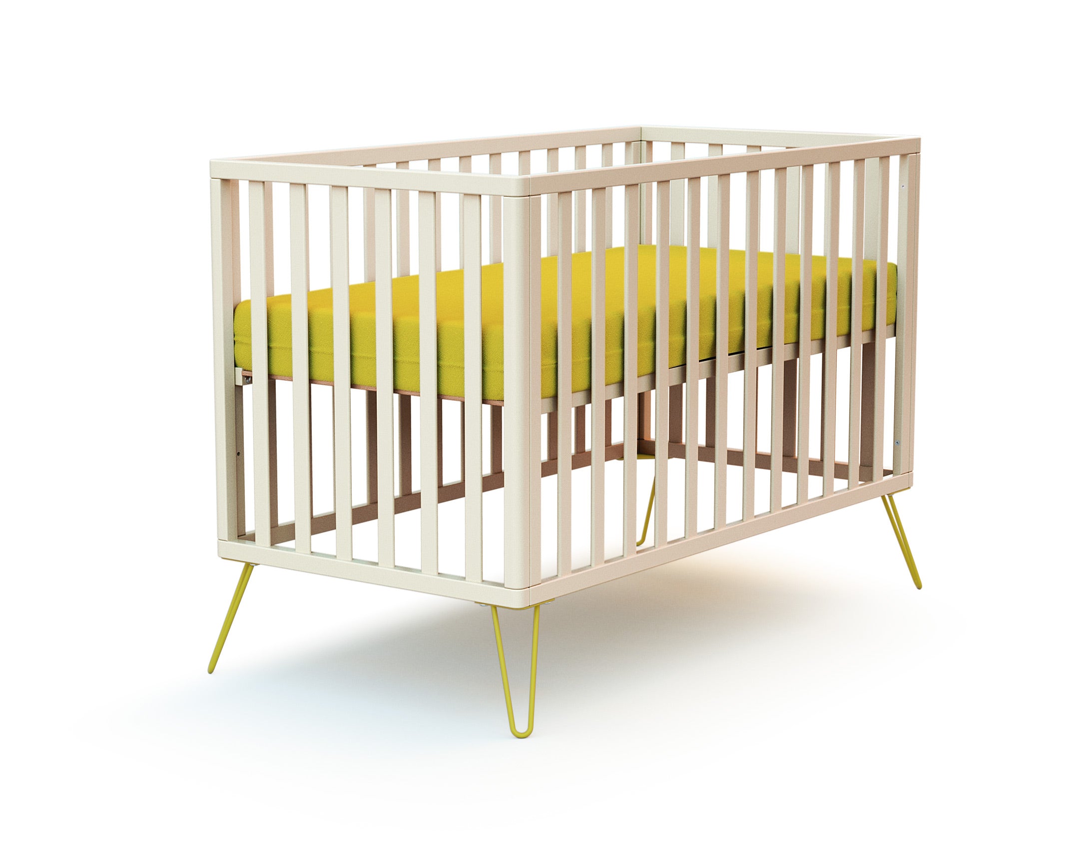 Lit bébé en bois ONLY Jaune 60 x 120 cm