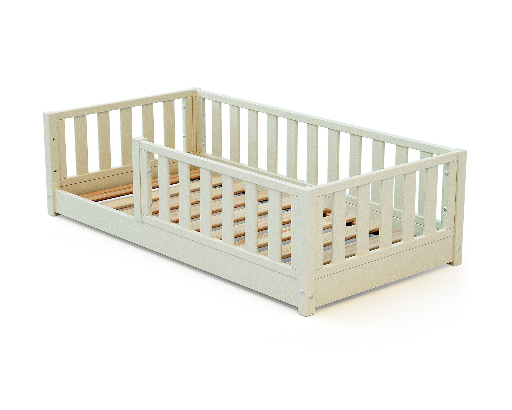 Lit enfant au sol en bois SONHO MINI - 70x140 - Blanc Perle