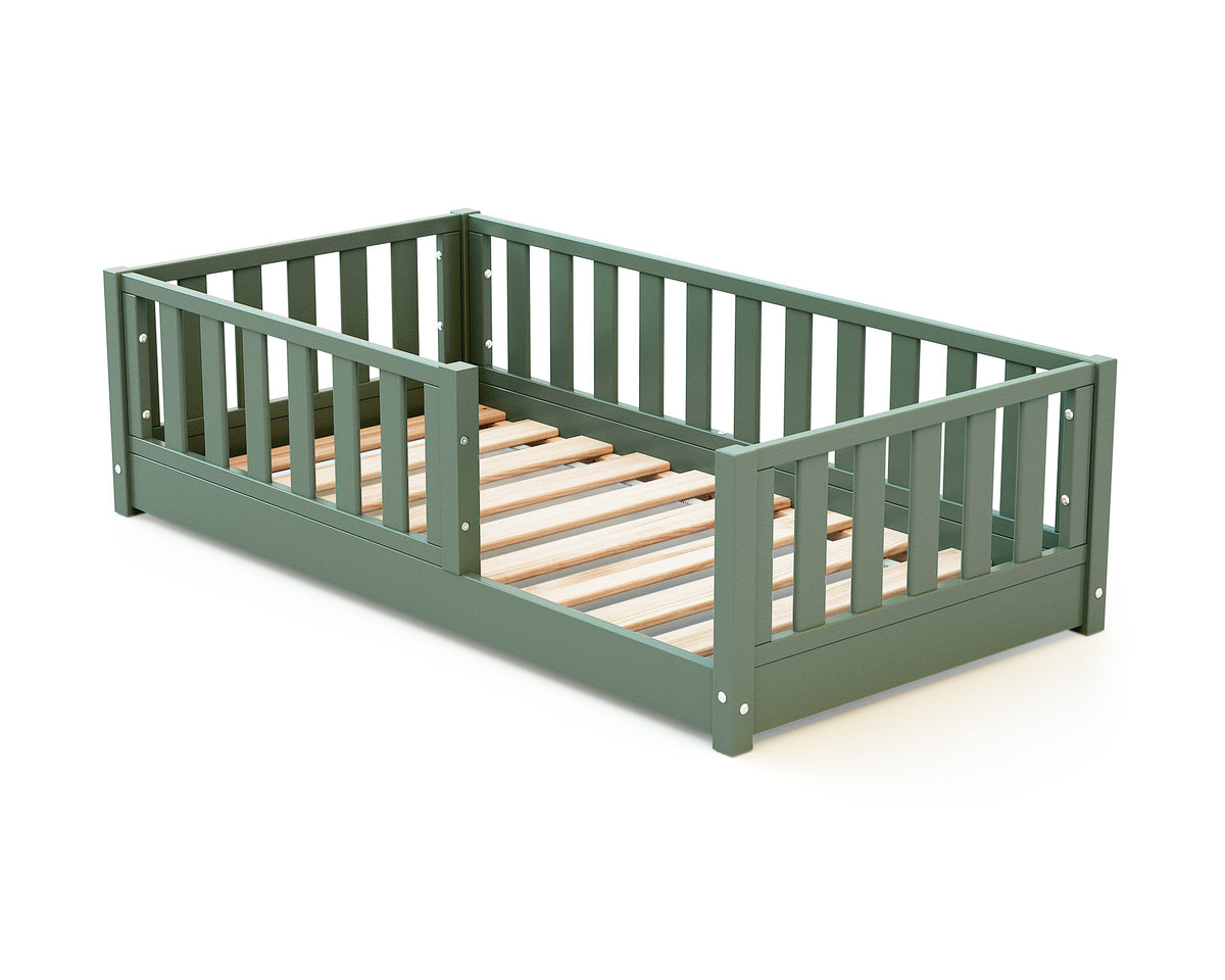 Lit enfant au sol en bois SONHO MINI - 70x140 - Vert sauge