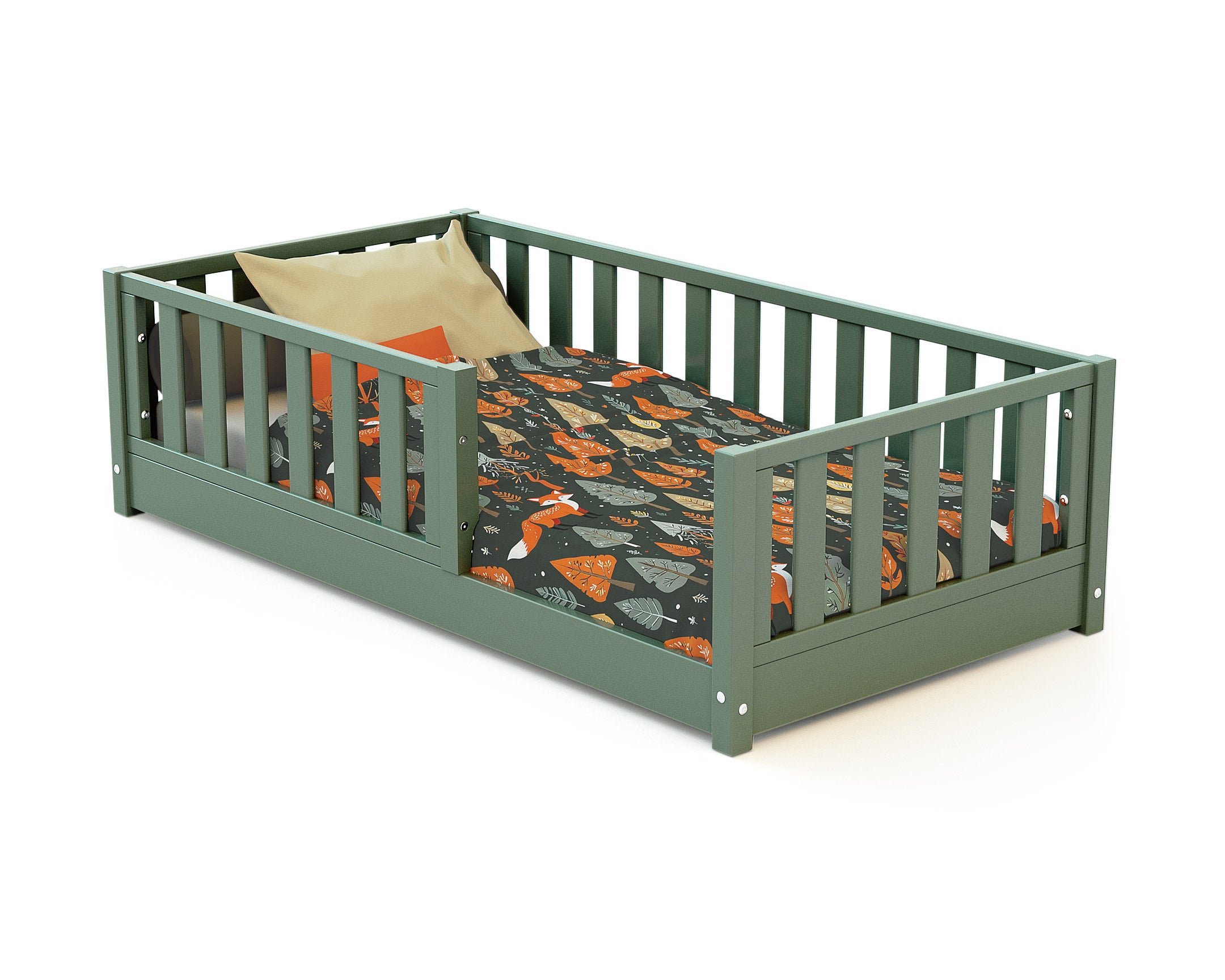 Lit enfant au sol en bois SONHO MINI - 70x140 - Vert sauge