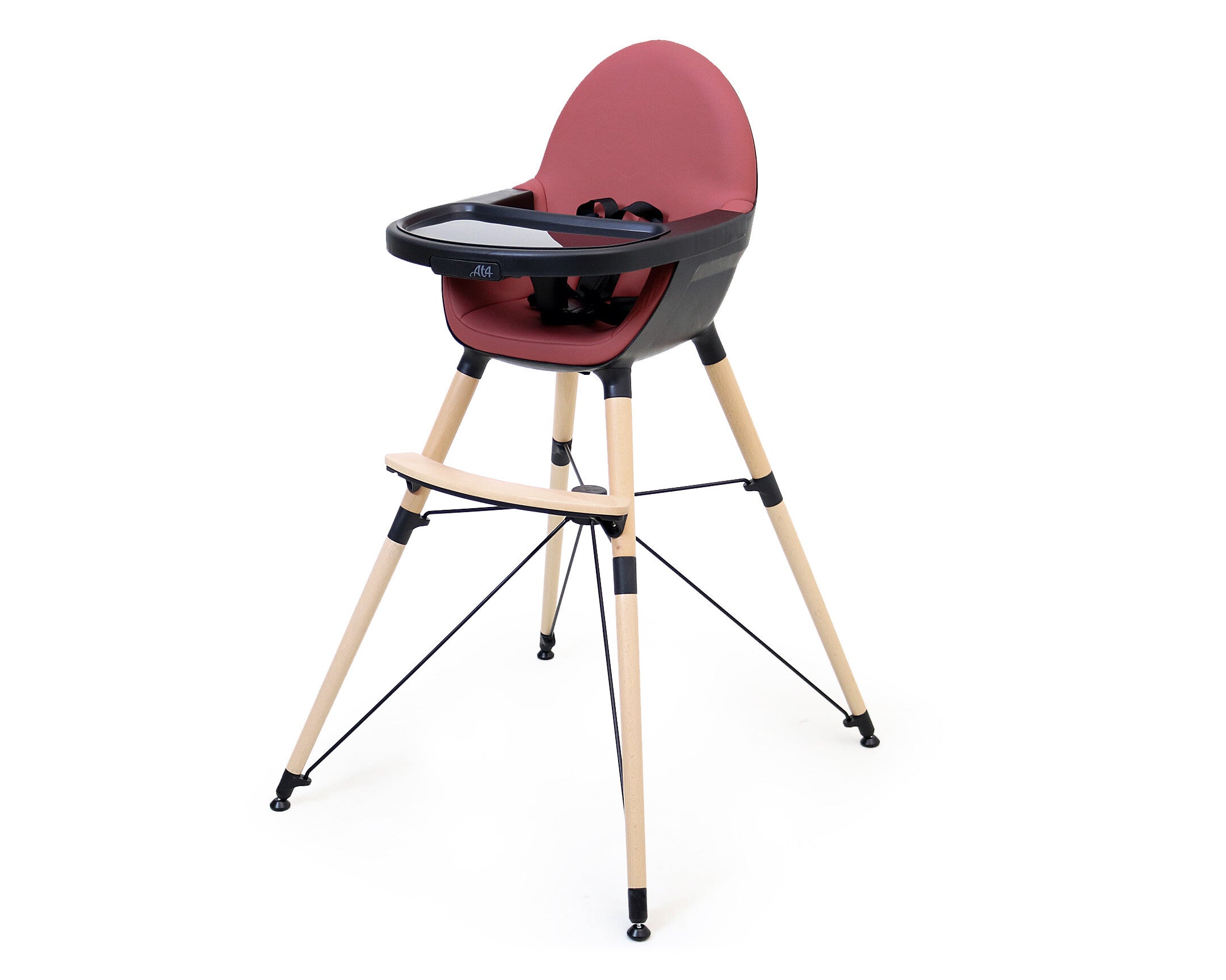Chaise haute bébé évolutive CONFORT Bordeaux et Noir 3 hauteurs