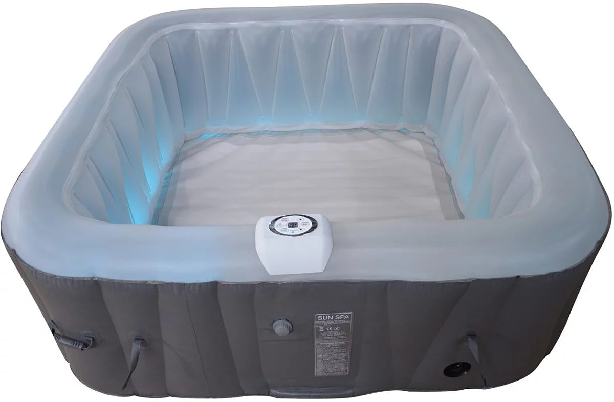 Spa gonflable 6 places carré - Bandeau LED inclus - Dimensions : 185 x 185 cm Filtre et bâche inclus