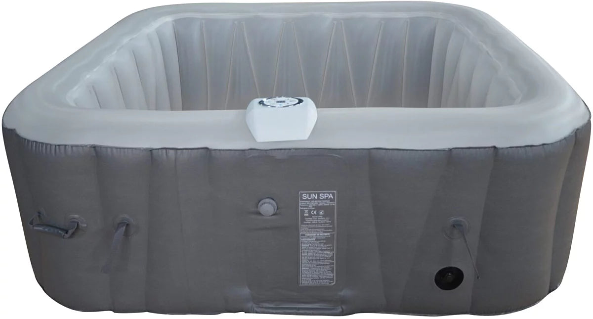 Spa gonflable 6 places carré - Bandeau LED inclus - Dimensions : 185 x 185 cm Filtre et bâche inclus