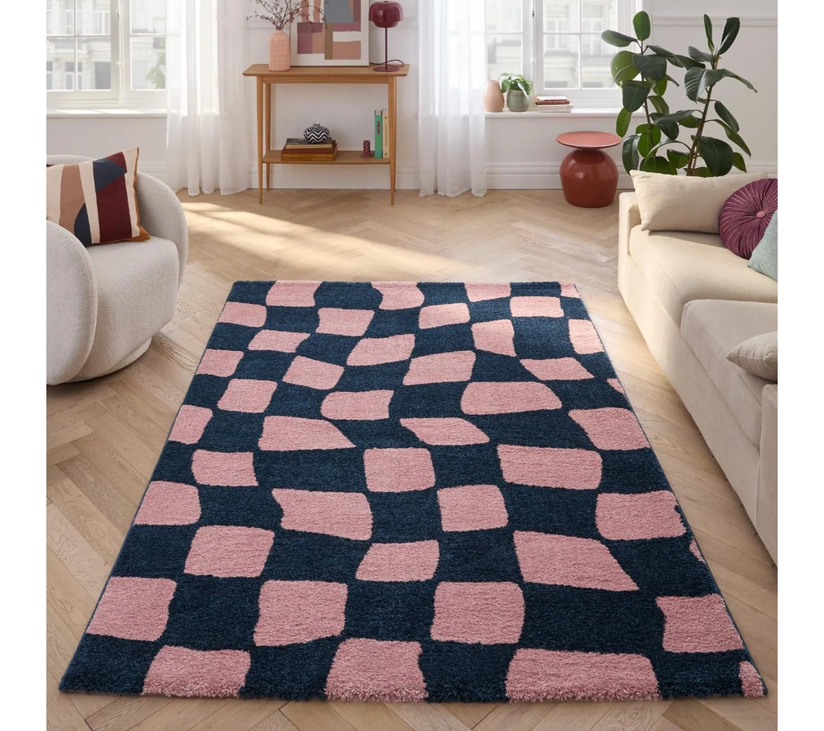 Tapis d'intérieur à poils longs - Groovy - Bleu