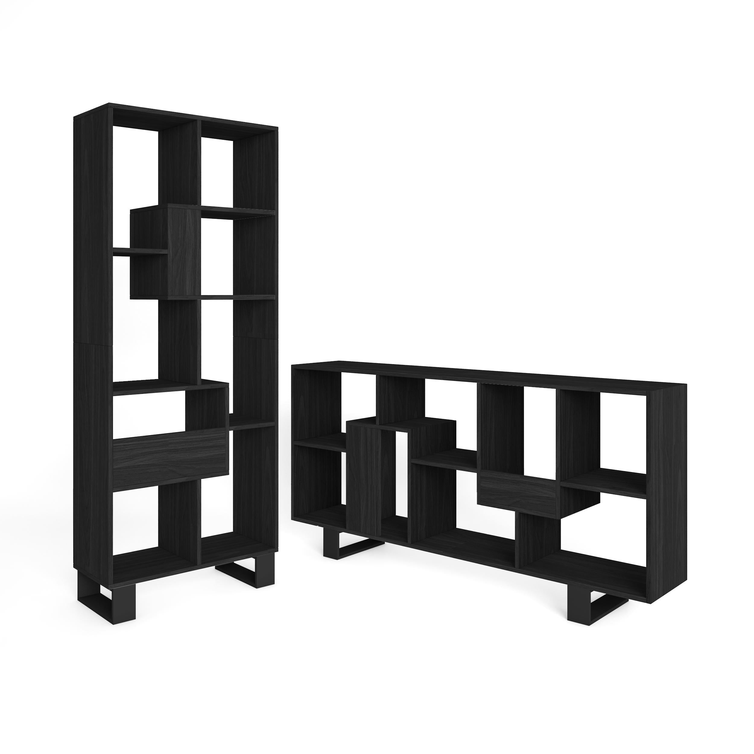 Étagère bibliothèque 174x67x31cm, horizontal ou vertical  Design industriel  Noir