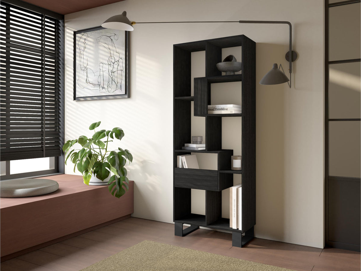 Étagère bibliothèque 174x67x31cm, horizontal ou vertical  Design industriel  Noir