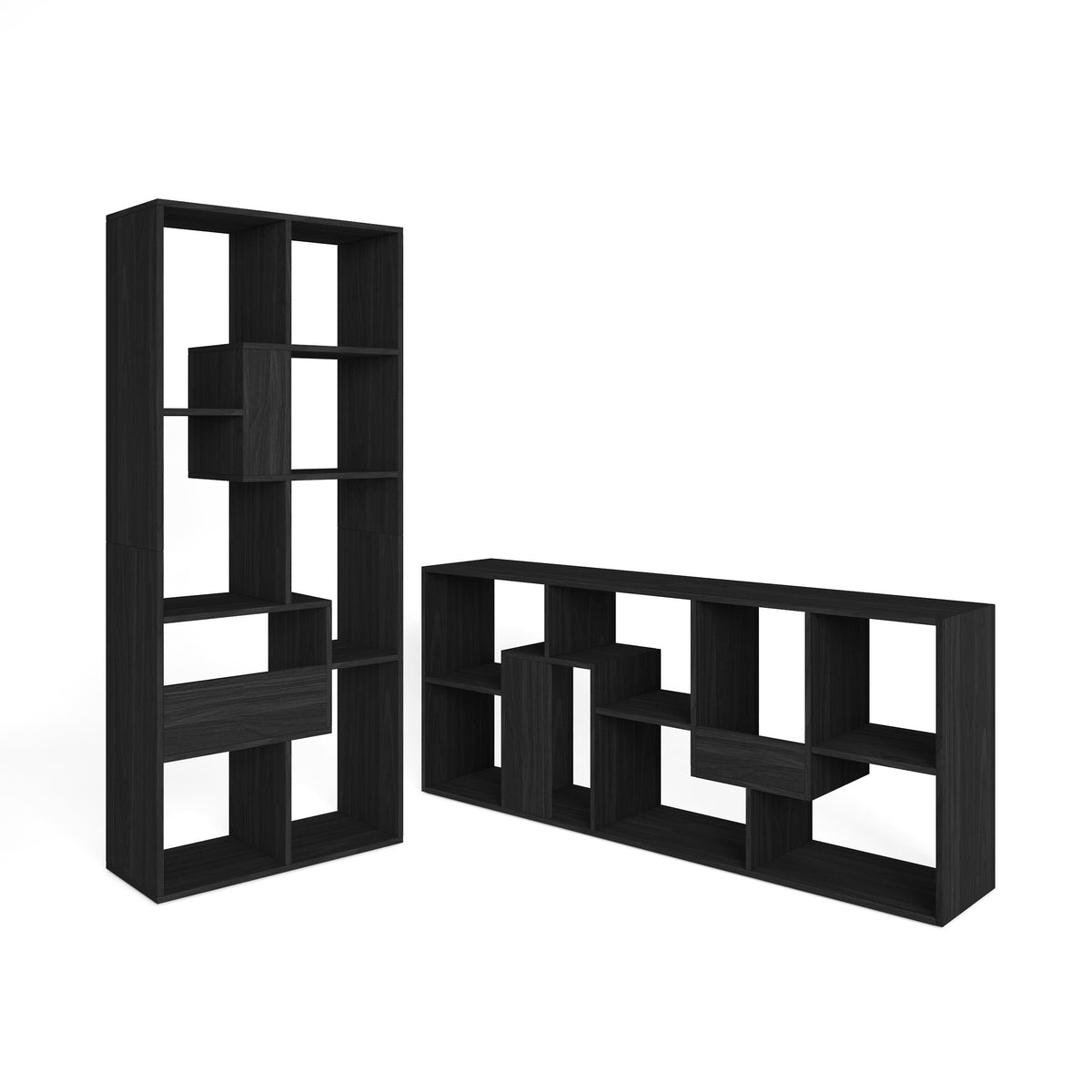 Étagère bibliothèque 162x67x31cm, horizontal ou vertical noir