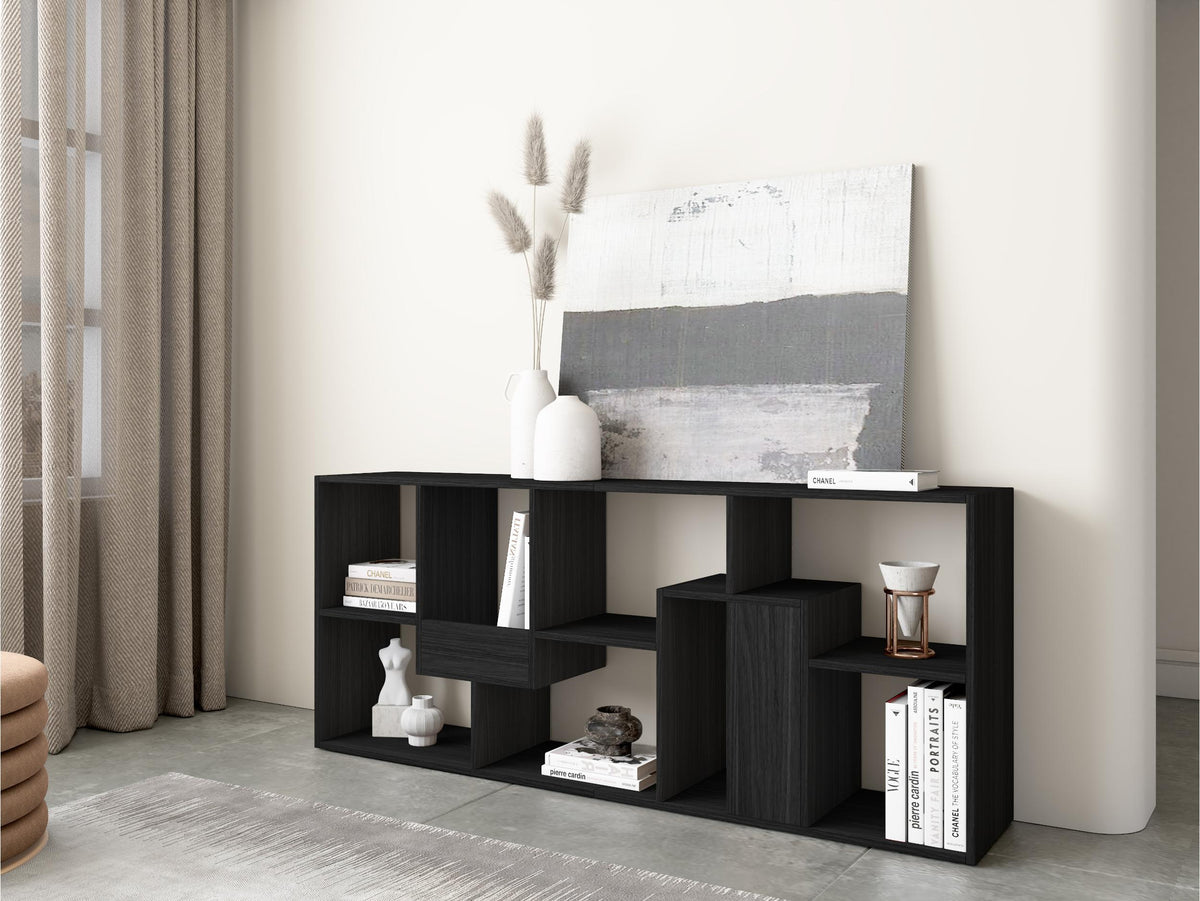 Étagère bibliothèque 162x67x31cm, horizontal ou vertical noir