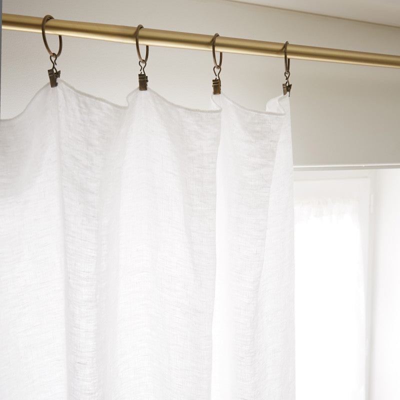 Rideau ajustable + 8 anneaux pince 140 x 270 cm Lin lavé SOLINE Craie