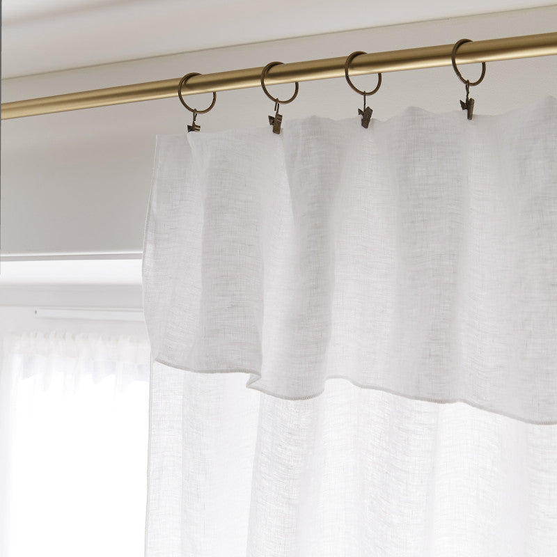 Rideau ajustable + 8 anneaux pince 140 x 270 cm Lin lavé SOLINE Craie