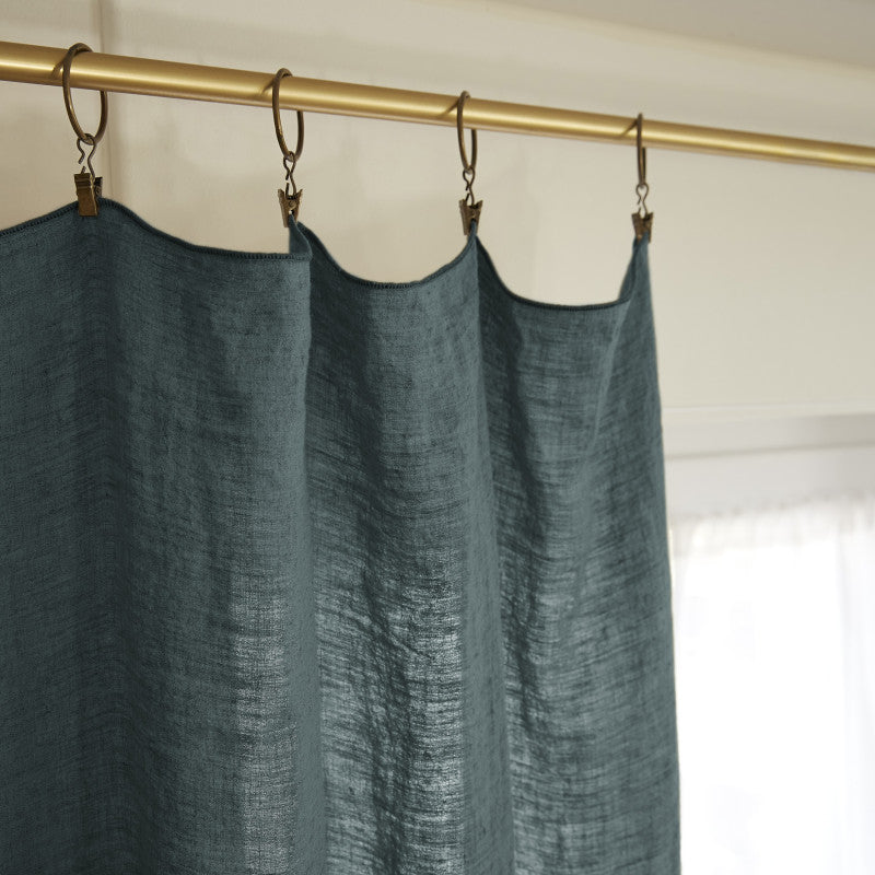 Rideau ajustable + 8 anneaux pince 140 x 270 cm Lin lavé SOLINE Ardoise
