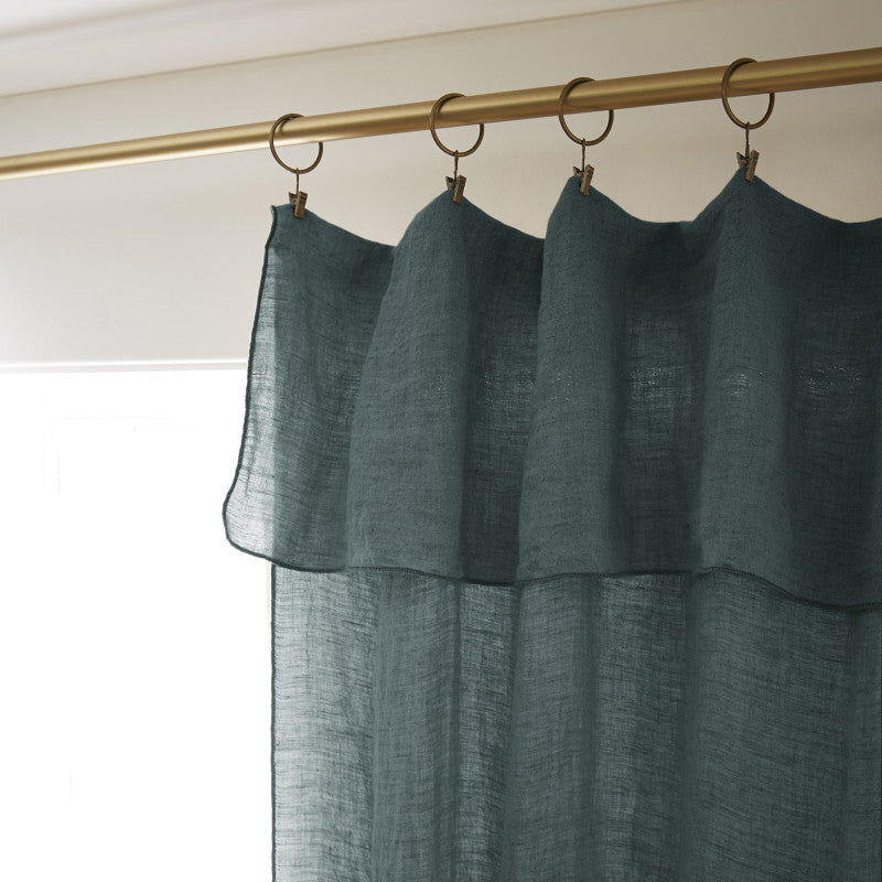 Rideau ajustable + 8 anneaux pince 140 x 270 cm Lin lavé SOLINE Ardoise
