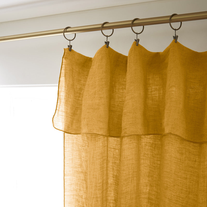 Rideau ajustable + 8 anneaux pince 140 x 270 cm Lin lavé SOLINE Miel