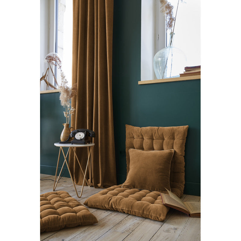 Rideau ajustable + 8 anneaux pince  140 x 270 cm Velours de coton CÉSAR Camel