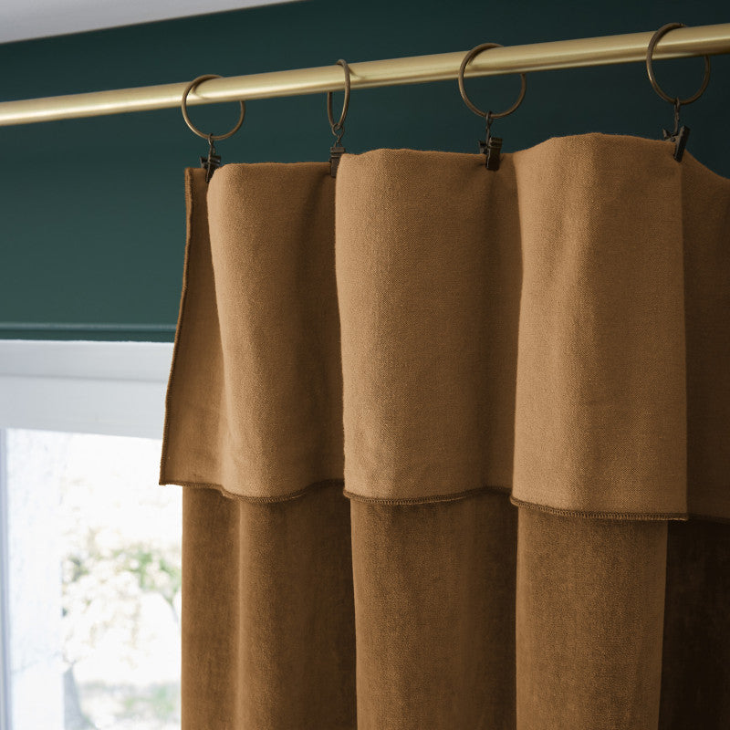 Rideau ajustable + 8 anneaux pince  140 x 270 cm Velours de coton CÉSAR Camel