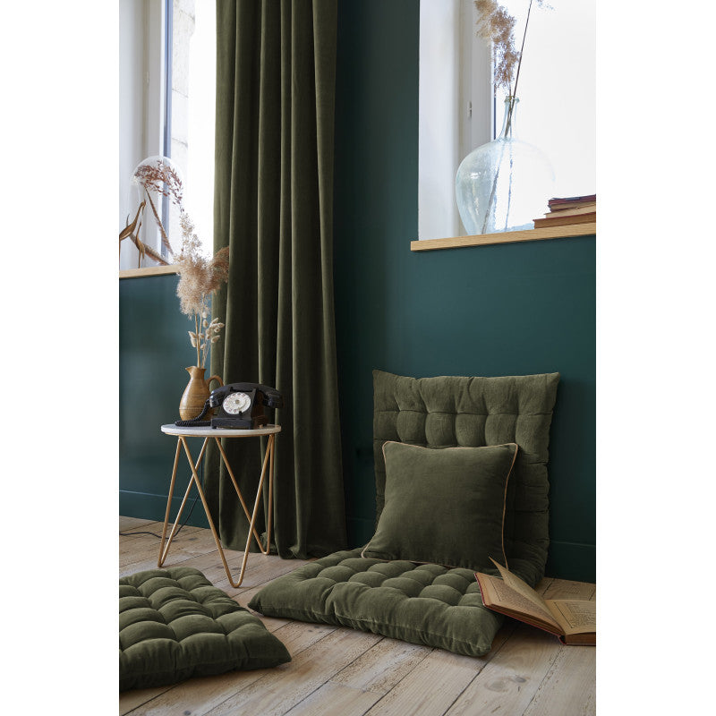 Rideau ajustable + 8 anneaux pince  140 x 270 cm Velours de coton CÉSAR Thym