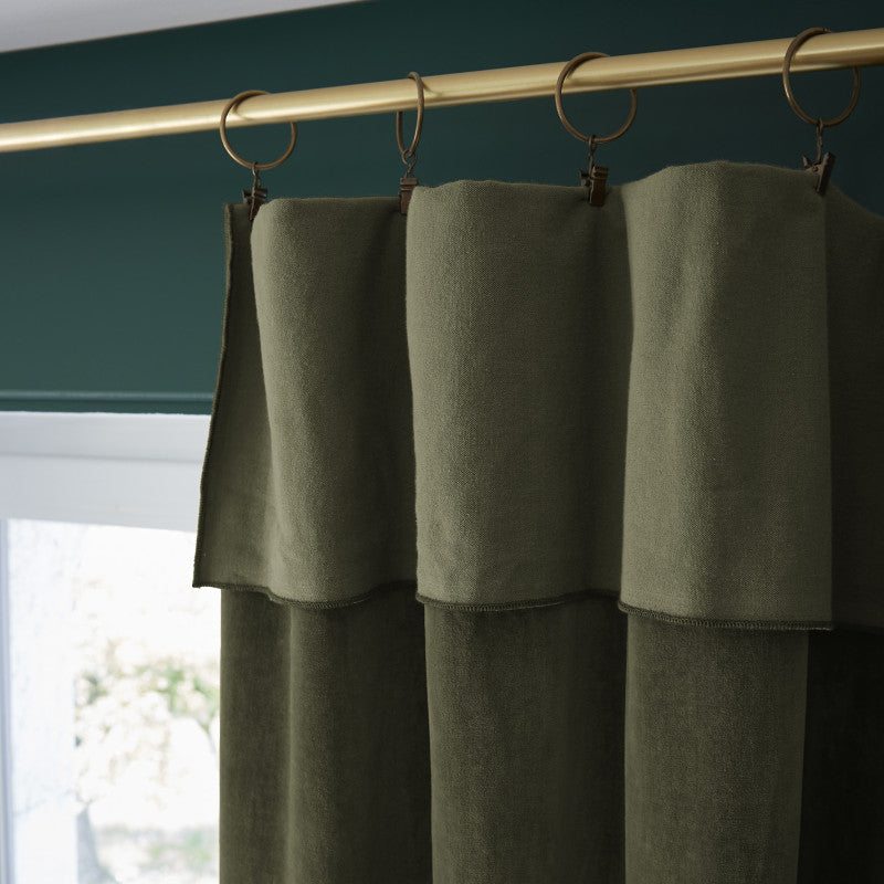 Rideau ajustable + 8 anneaux pince  140 x 270 cm Velours de coton CÉSAR Thym