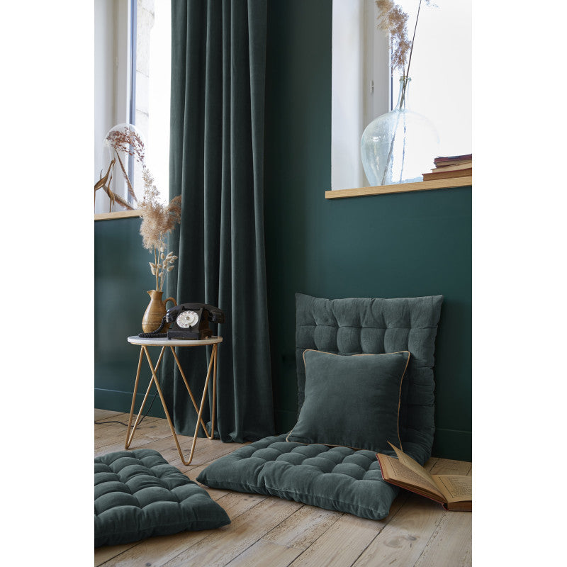 Rideau ajustable + 8 anneaux pince  140 x 270 cm Velours de coton CÉSAR Ardoise