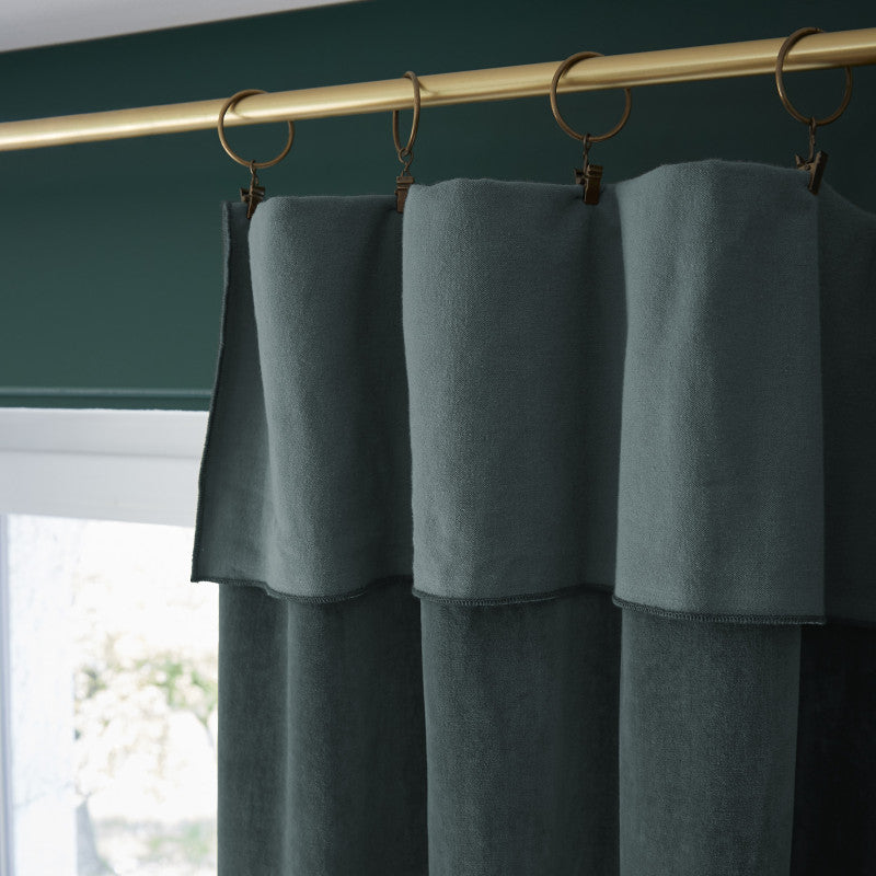 Rideau ajustable + 8 anneaux pince  140 x 270 cm Velours de coton CÉSAR Ardoise