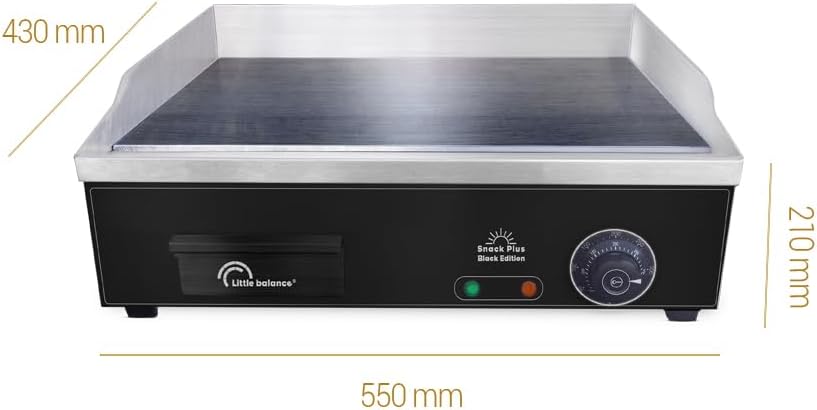 Plancha électrique 6-8 personnes - Plaque de cuisson acier anti-adhésive 8mm, 2900 W, Noir