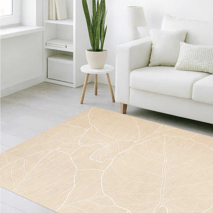 Tapis vinyle - Feuilles sables