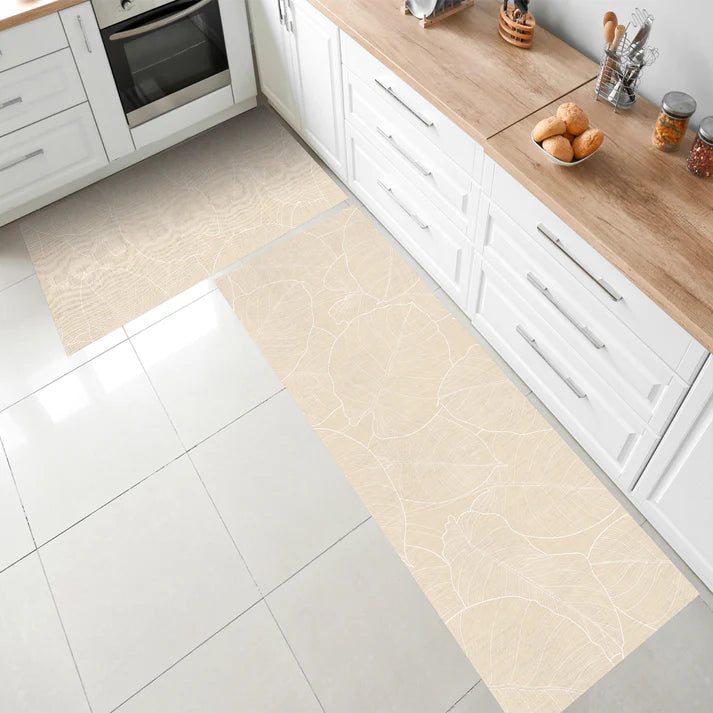 Tapis vinyle - Feuilles sables