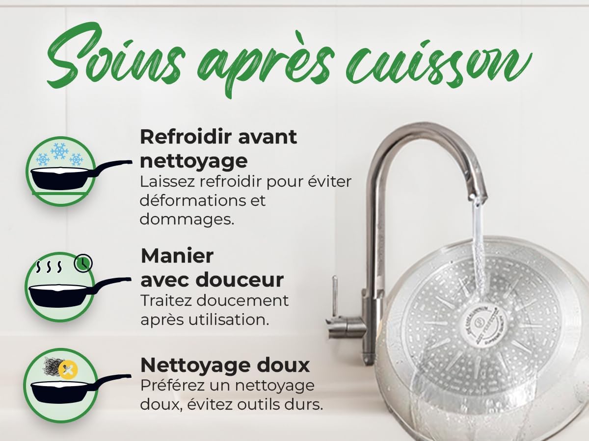 Batterie de cuisine 18 pièces avec poignées amovibles en Granit beige - Tous feux dont induction