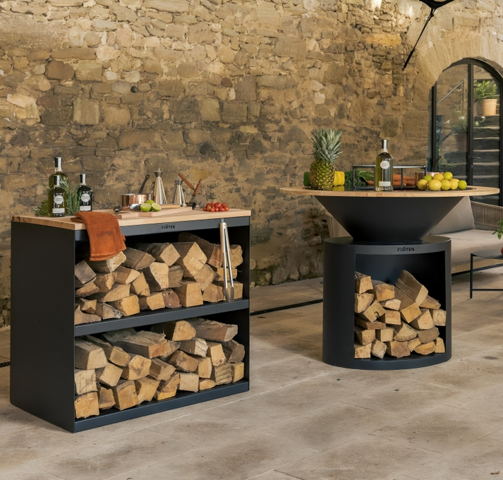 Brasero plancha Ellipse 100 thermolaqué noir plaque inox