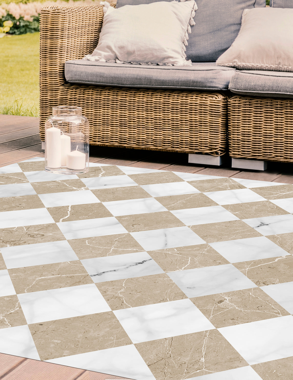 Tapis en vinyle pour intérieur / extérieur – Gadir Sepia