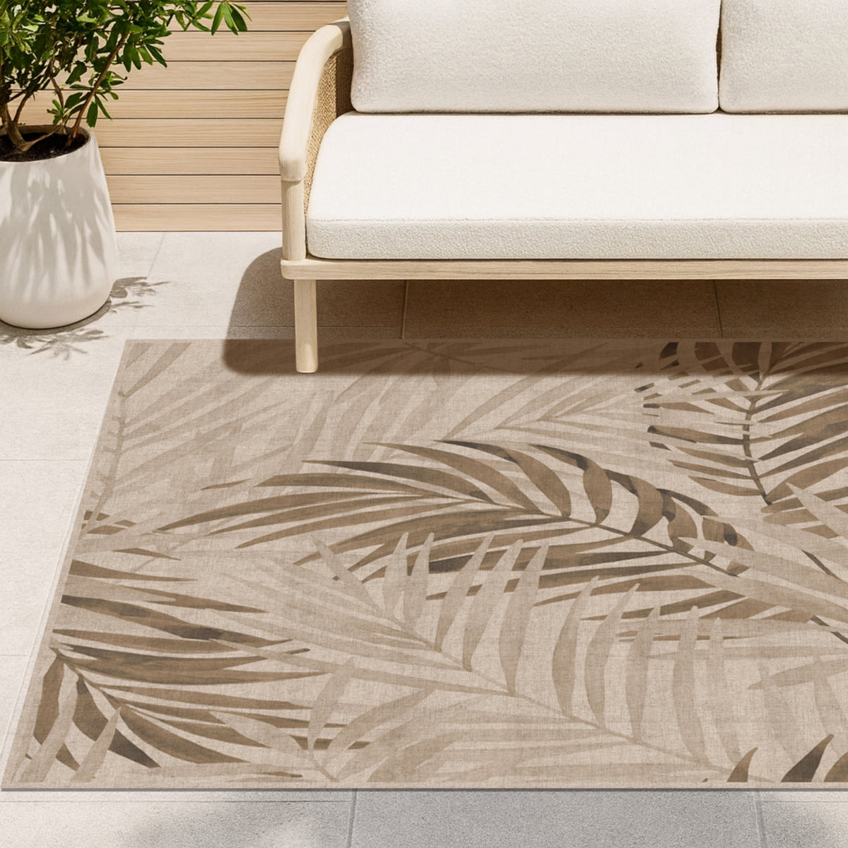 Tapis en vinyle pour intérieur / extérieur – Nature palmiers sepia