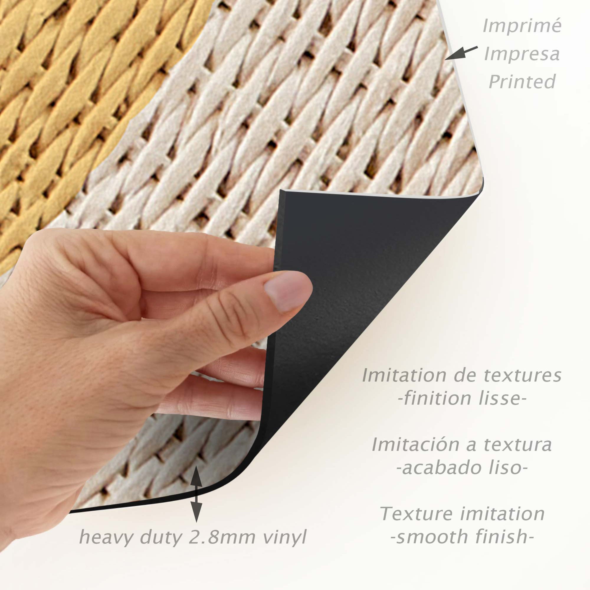 Tapis en vinyle pour intérieur / extérieur – Rotin jaune