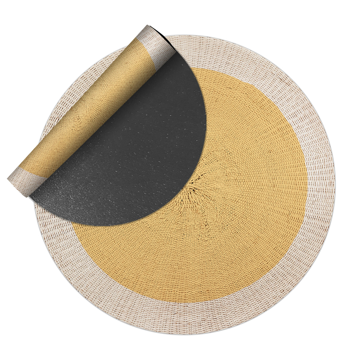 Tapis en vinyle pour intérieur / extérieur – Rotin jaune
