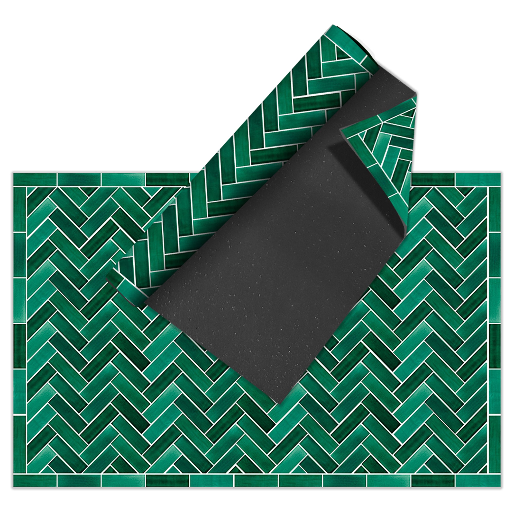 Tapis en vinyle pour intérieur / extérieur - Zellige vert émeraude