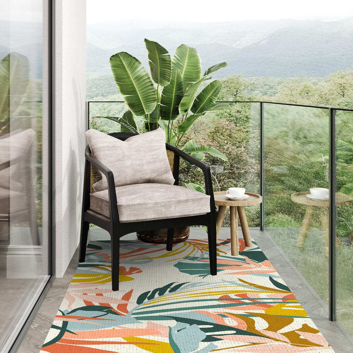Tapis en vinyle pour intérieur / extérieur - Branches multicolores