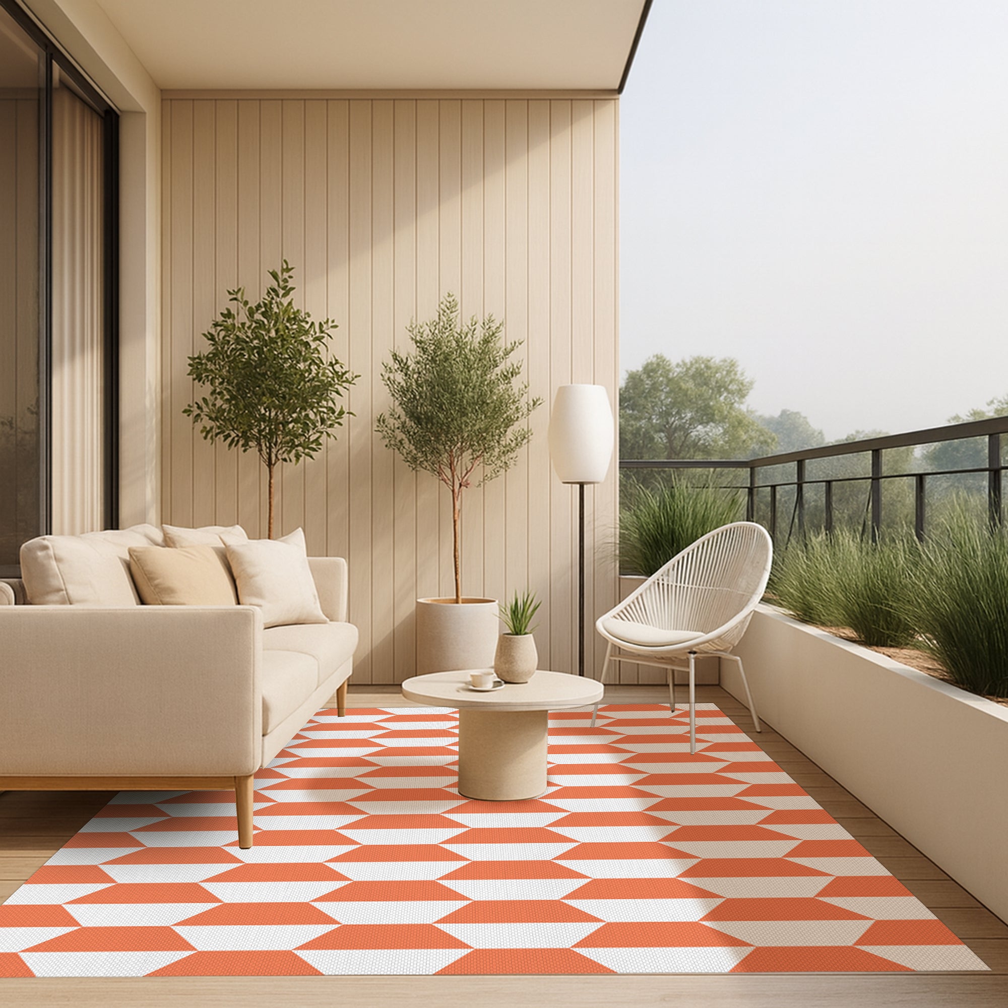 Tapis en vinyle pour intérieur / extérieur - Hexa Terracotta