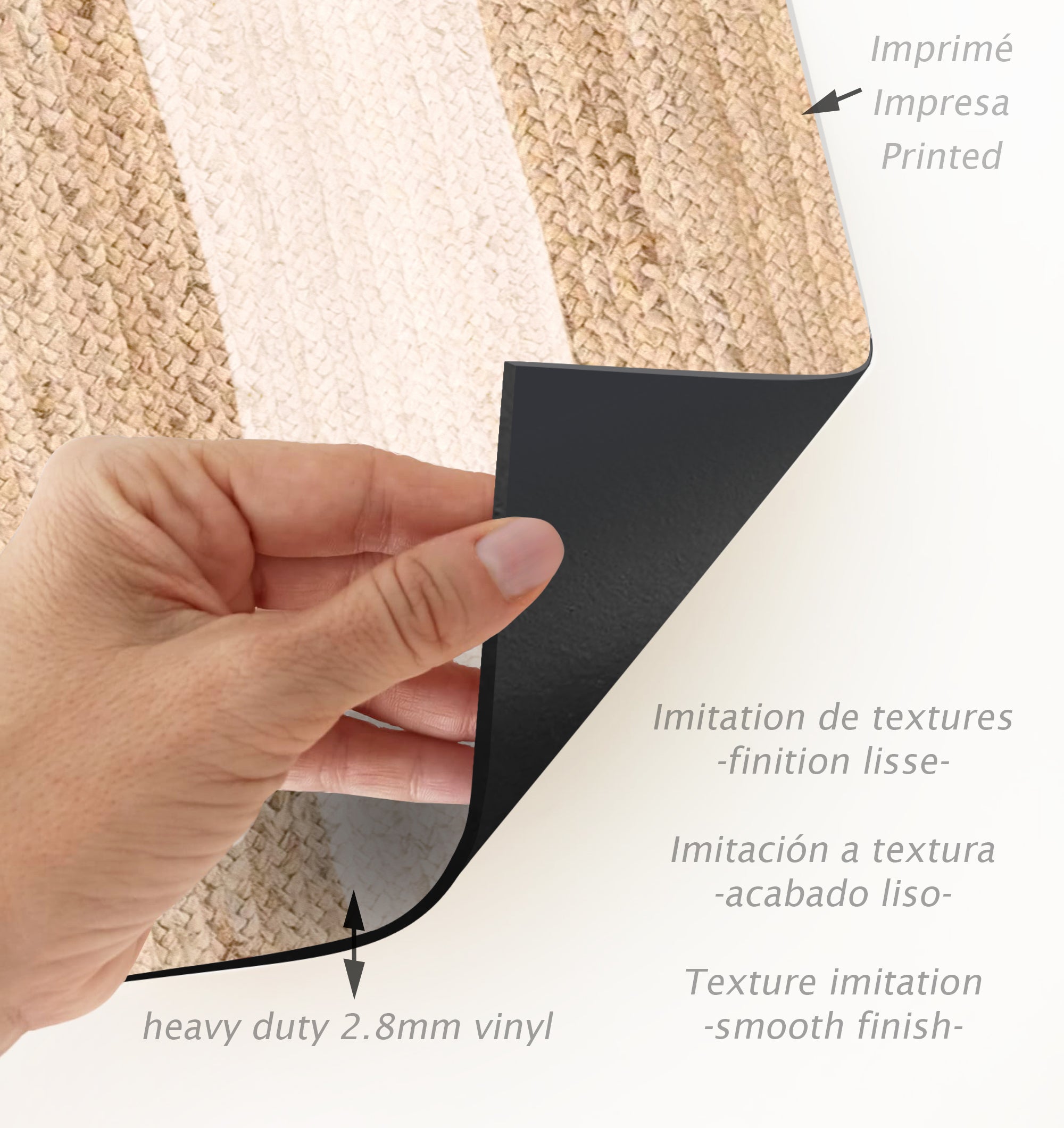 Tapis en vinyle pour intérieur / extérieur - Rayures jute