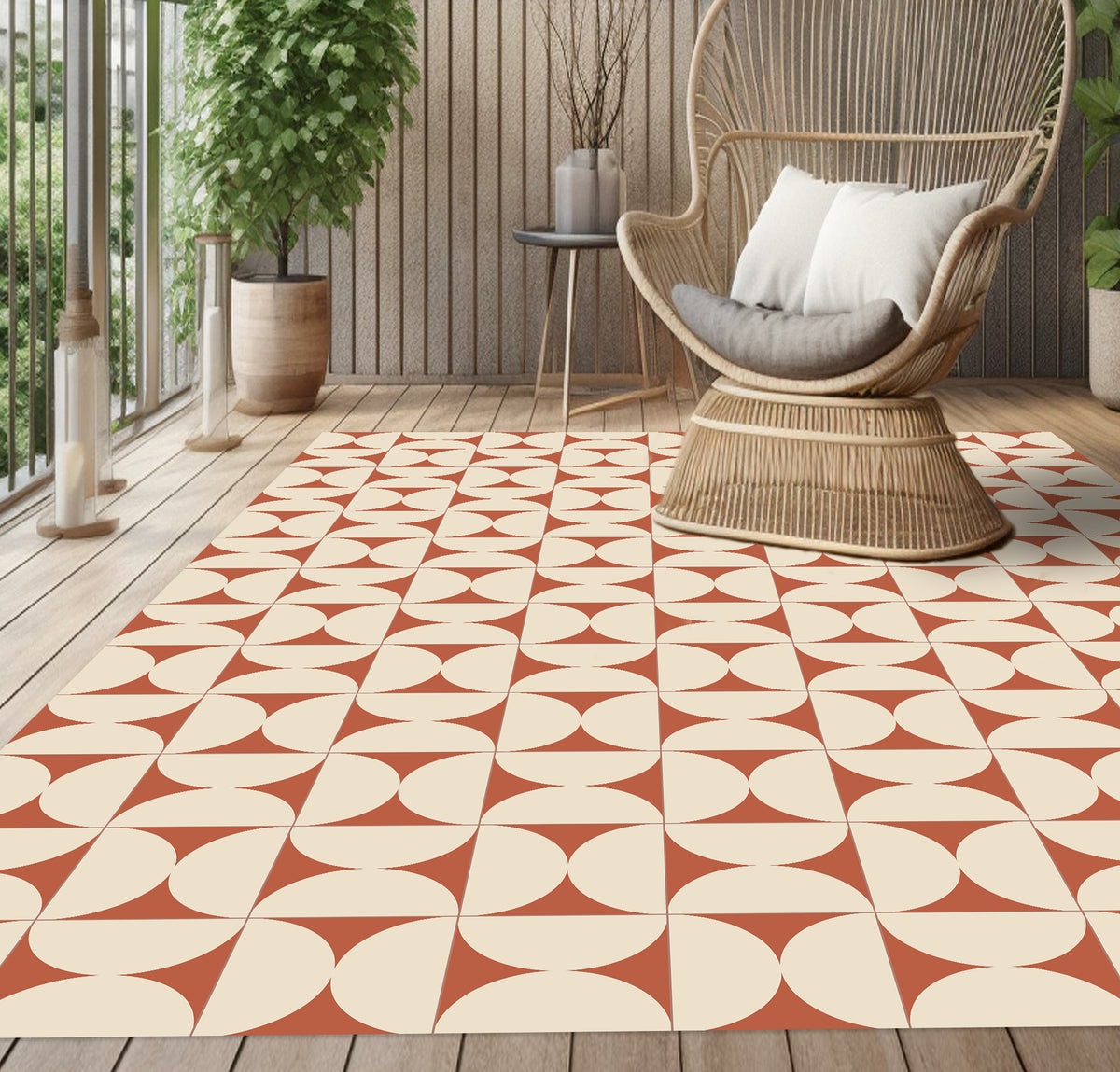 Tapis en vinyle pour intérieur / extérieur - Retro terracotta