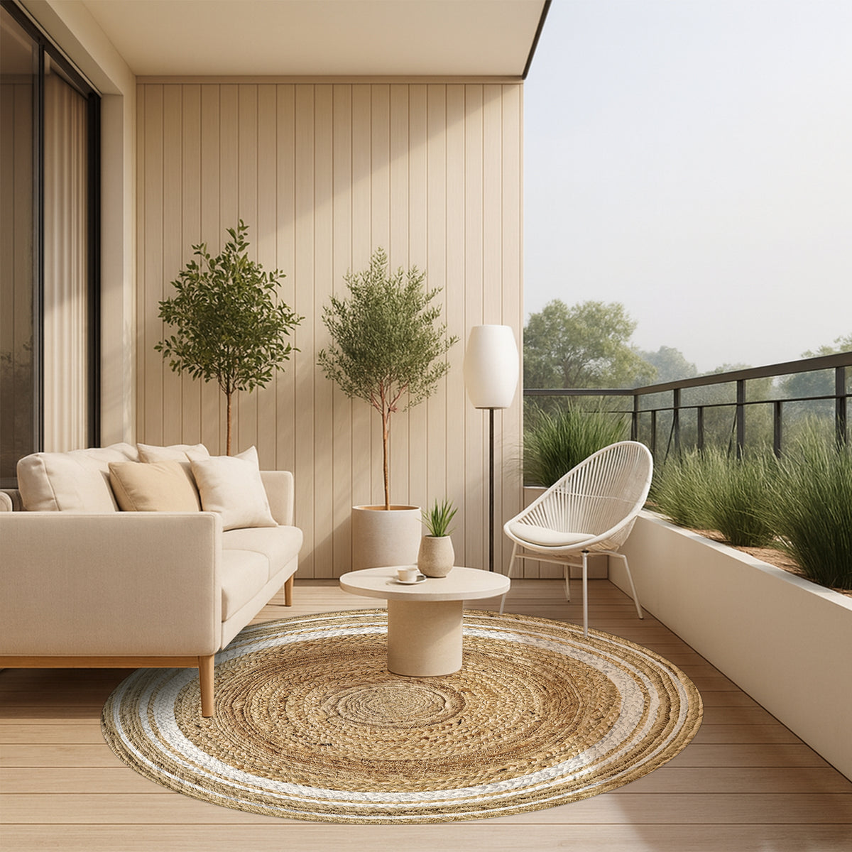 Tapis en vinyle pour intérieur / extérieur - Carthagène blanc