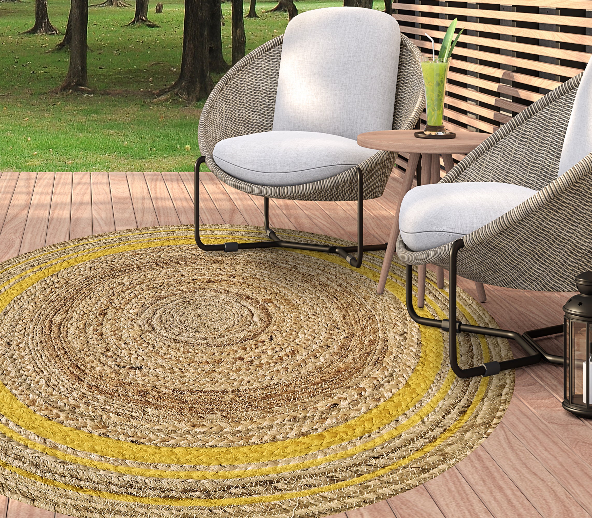 Tapis en vinyle pour intérieur / extérieur - Carthagène jaune