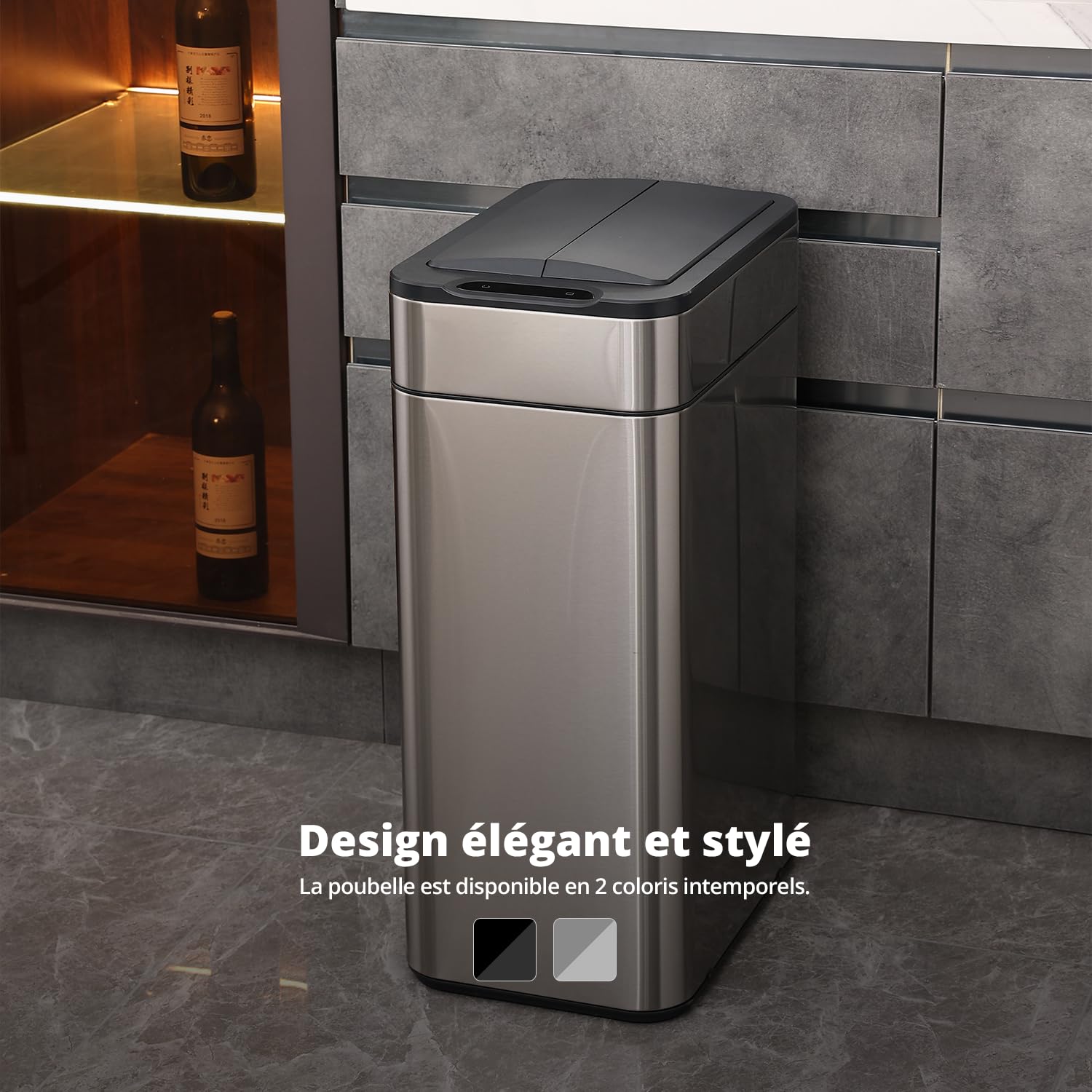 Poubelle Smart Sensor 60L argent