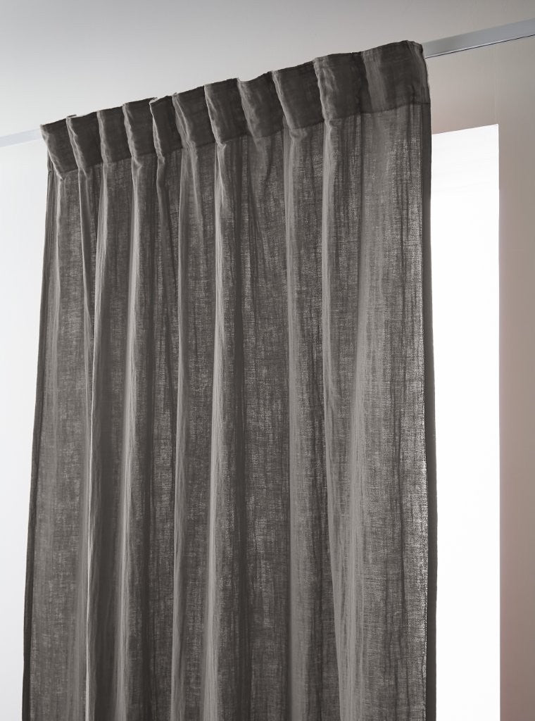 Rideau galon fronceur 140 x 240 cm Gaze de coton unie GAÏA Granit